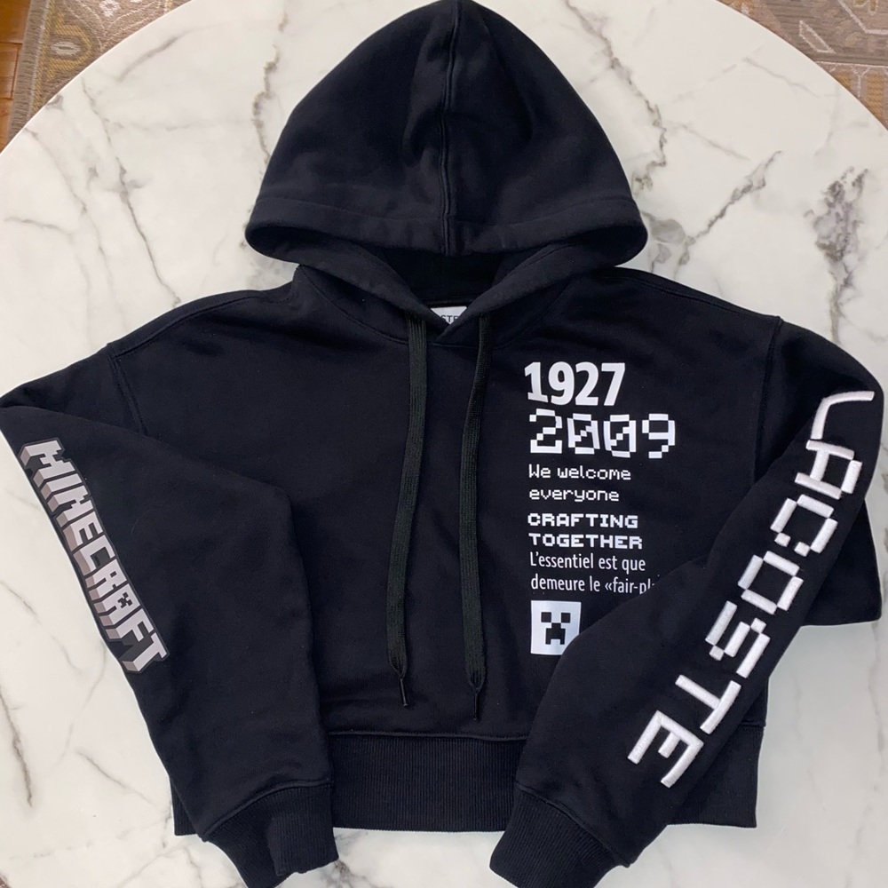 Lacoste x minecraft cropped hoodie .